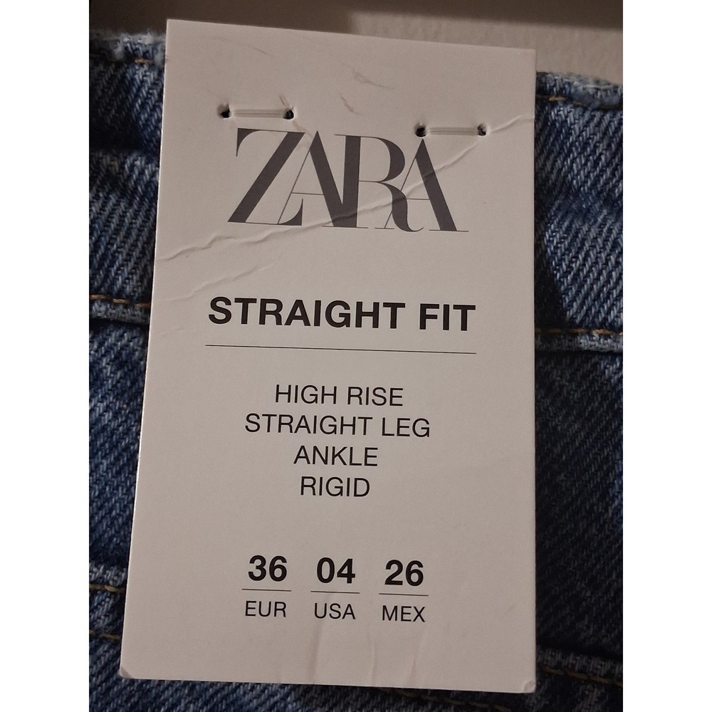 Zara Womens High Rise Straight Leg Ankle Rigid Denim Jeans Blue 6164/023 Size 4 - Picture 7 of 8